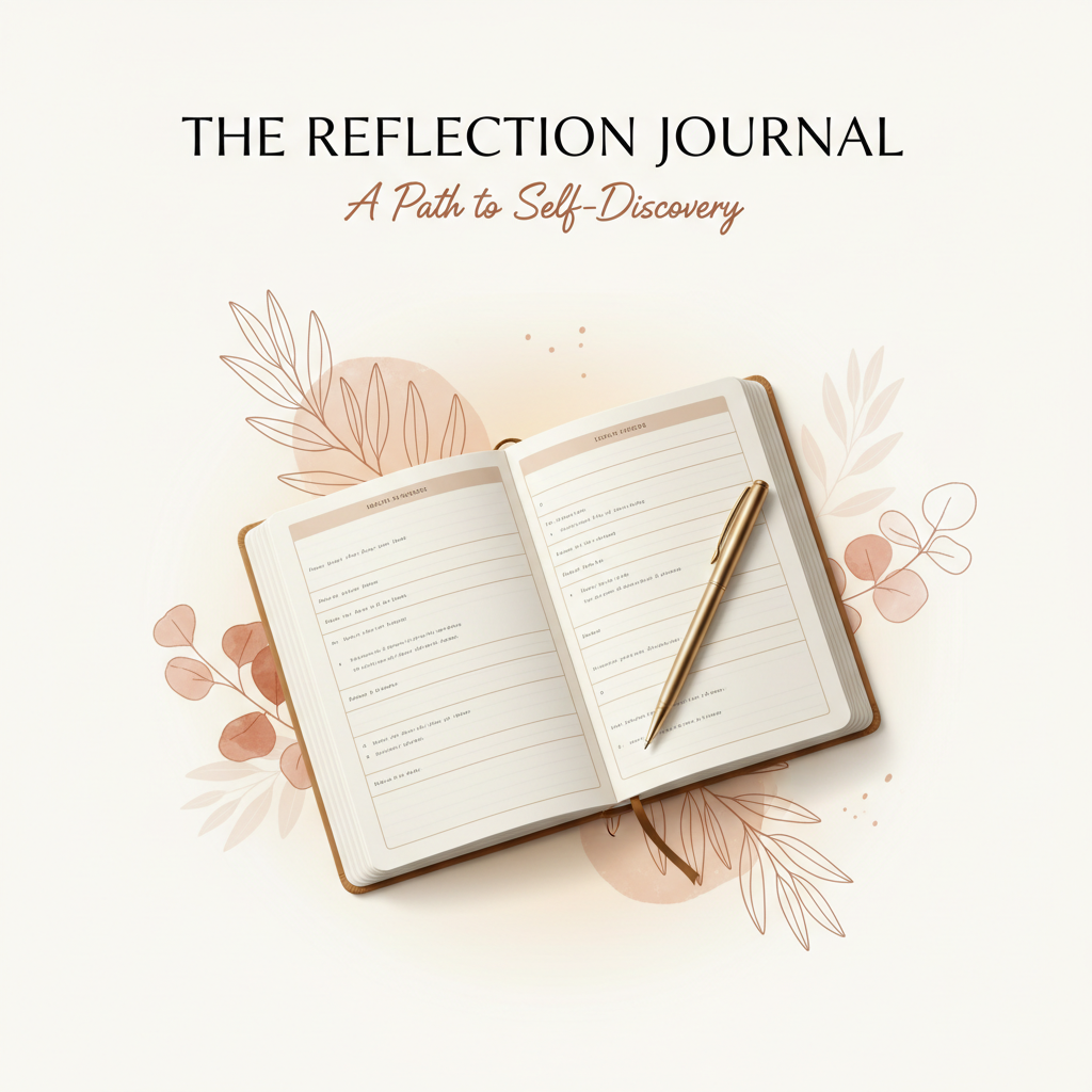 A calm, minimal journal prompt product cover with soft warm tones